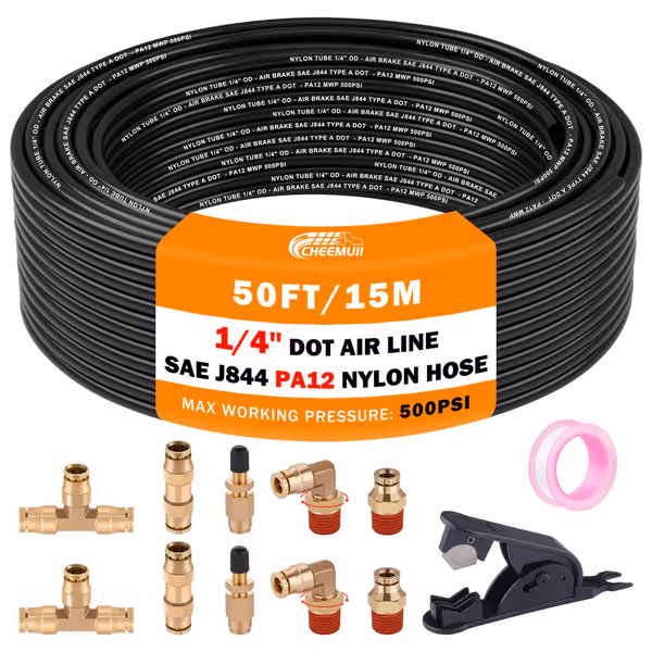 CheeMuii 50FT 1/4 DOT Air Line Kit
